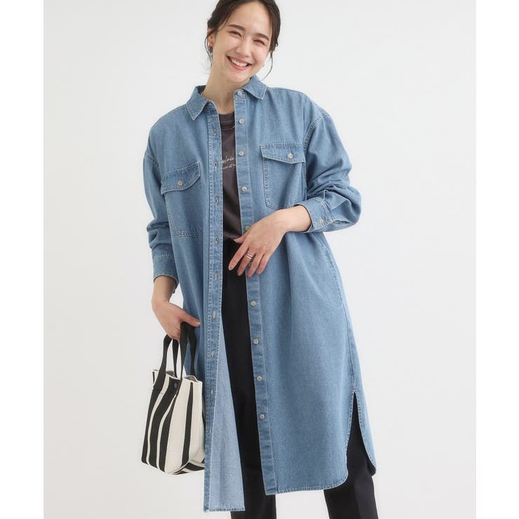 ブルー(092) | 【S-LL】ロングシーズン活躍 デニムシャツワンピース | SHOO・LA・RUE