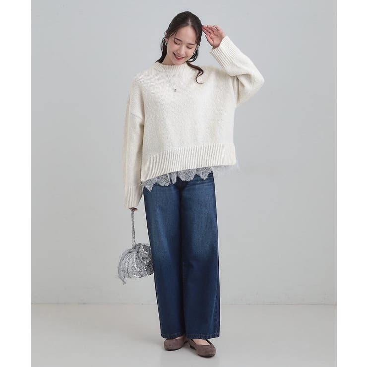 【S-LL】脚のラインを拾いにくい デニムワイドパンツ | SHOO・LA・RUE | 詳細画像24 