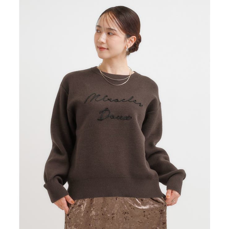 【洗える／ちくちくしにくい】スウェットライクコード刺繍ロゴニット | SHOO・LA・RUE | 詳細画像9 