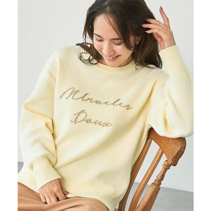 【洗える／ちくちくしにくい】スウェットライクコード刺繍ロゴニット | SHOO・LA・RUE | 詳細画像23 