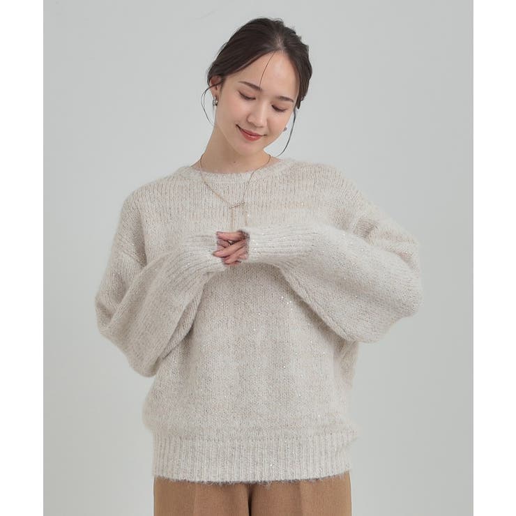 【洗濯機可/S-LL】上品にキラリと華やぐ スパンコールニット | SHOO・LA・RUE | 詳細画像2 