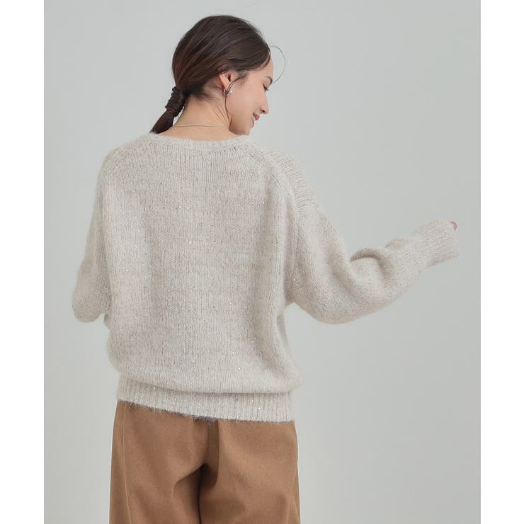 【洗濯機可/S-LL】上品にキラリと華やぐ スパンコールニット | SHOO・LA・RUE | 詳細画像3 