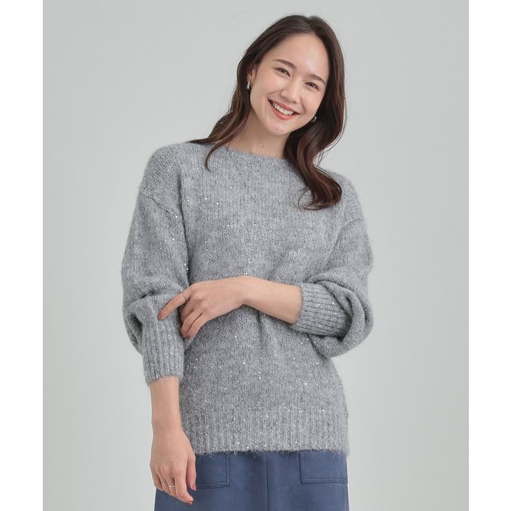 【洗濯機可/S-LL】上品にキラリと華やぐ スパンコールニット | SHOO・LA・RUE | 詳細画像10 