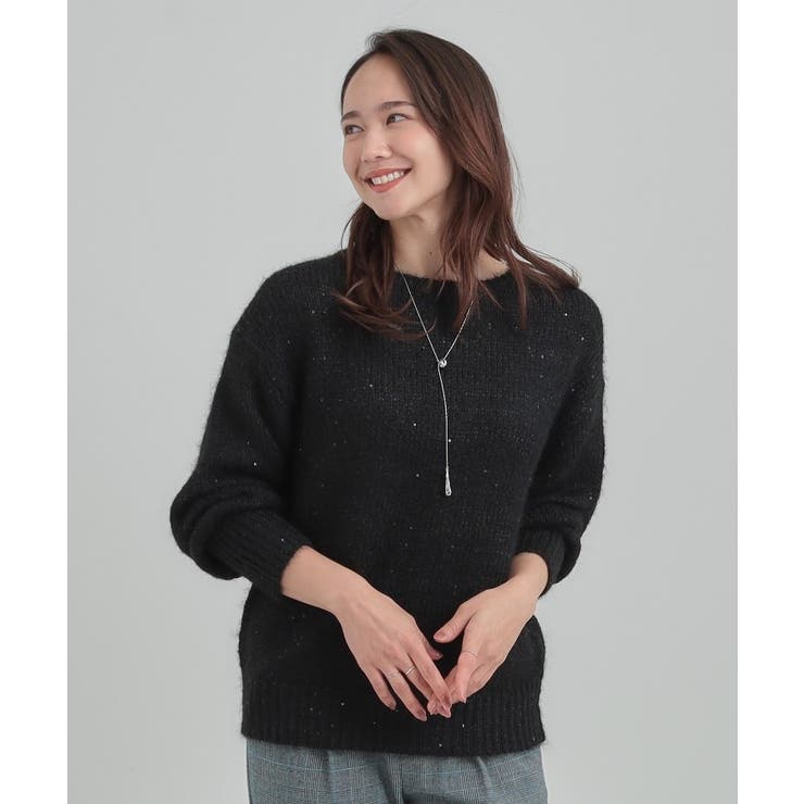 【洗濯機可/S-LL】上品にキラリと華やぐ スパンコールニット | SHOO・LA・RUE | 詳細画像6 