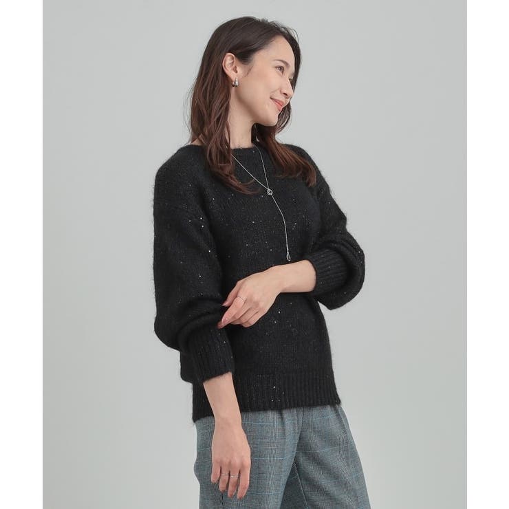 【洗濯機可/S-LL】上品にキラリと華やぐ スパンコールニット | SHOO・LA・RUE | 詳細画像7 