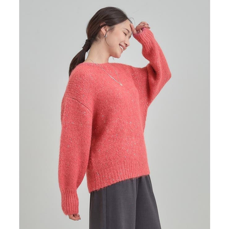 【洗濯機可/S-LL】上品にキラリと華やぐ スパンコールニット | SHOO・LA・RUE | 詳細画像15 