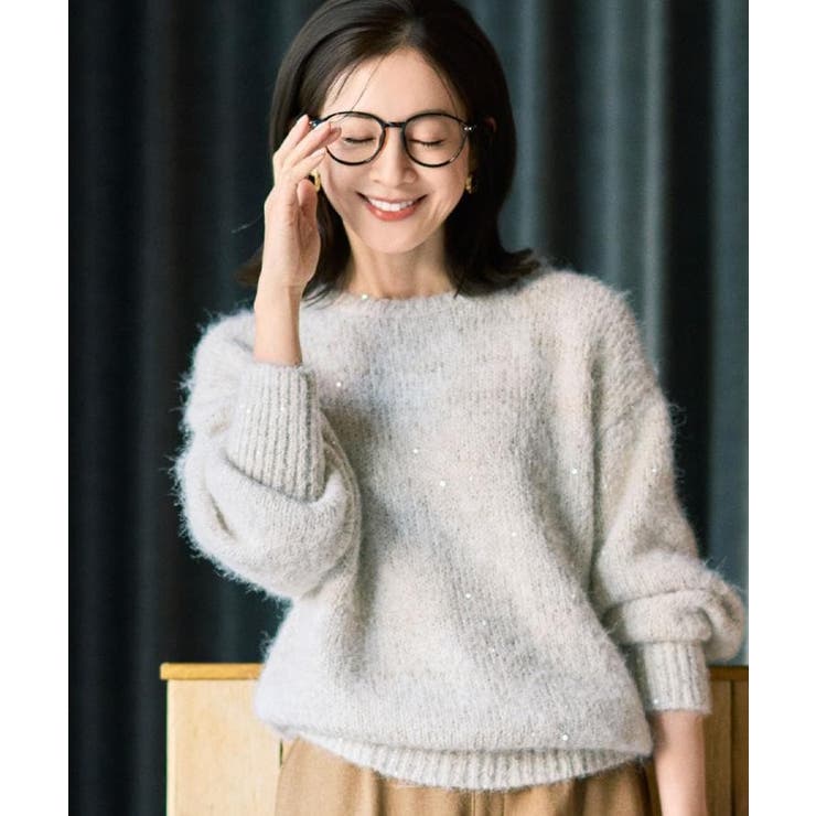 【洗濯機可/S-LL】上品にキラリと華やぐ スパンコールニット | SHOO・LA・RUE | 詳細画像1 