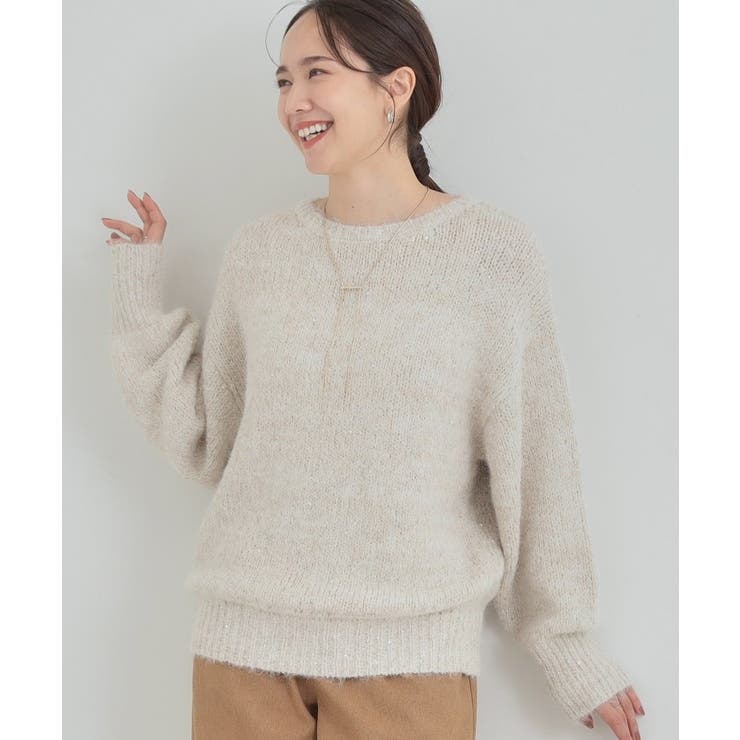 アイボリー(004) | 【洗濯機可/S-LL】上品にキラリと華やぐ スパンコールニット | SHOO・LA・RUE