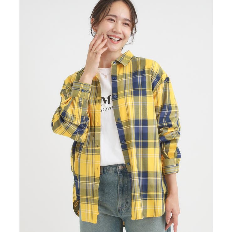イエロー(032) | 【洗濯機可/S-LL】程よいゆとりと抜け感 大人のチェックシャツ | SHOO・LA・RUE
