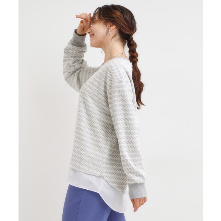 【S-LL/体型カバー】気負わず着られる ジャカード裾フェイクトップス | SHOO・LA・RUE | 詳細画像2 