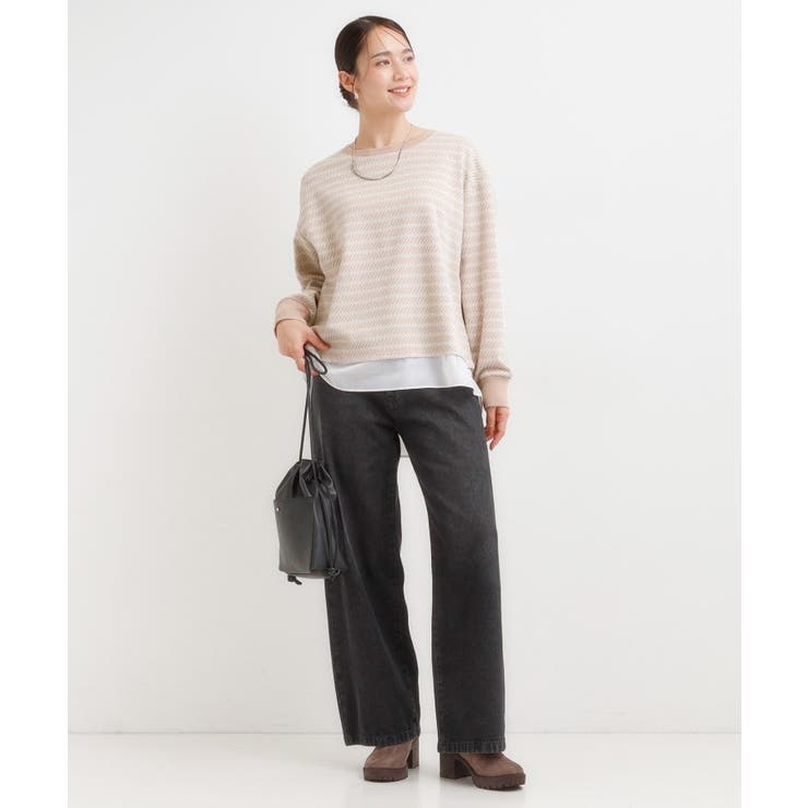 【S-LL/体型カバー】気負わず着られる ジャカード裾フェイクトップス | SHOO・LA・RUE | 詳細画像11 