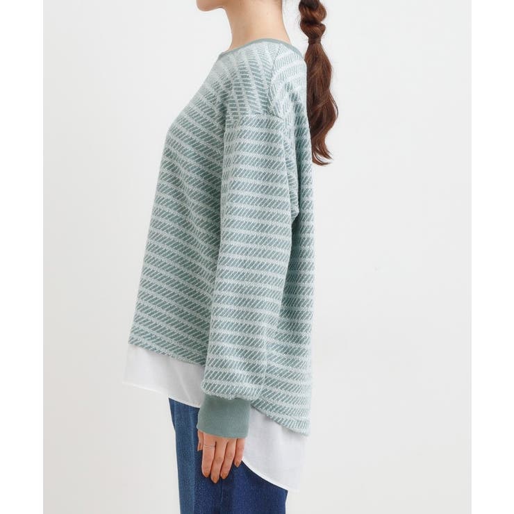 【S-LL/体型カバー】気負わず着られる ジャカード裾フェイクトップス | SHOO・LA・RUE | 詳細画像14 