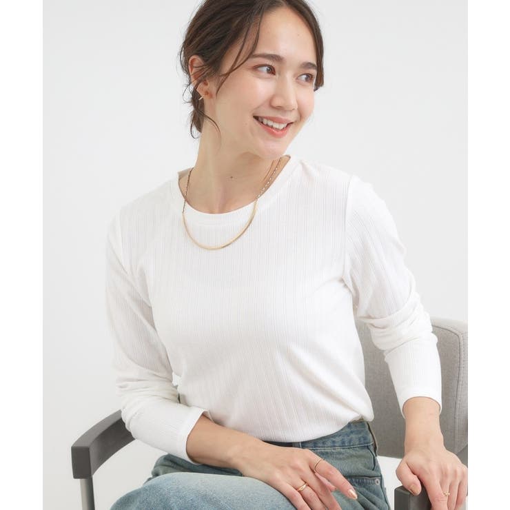 オフホワイト(003) | 【S-LL】1枚でも、重ね着にも ワイドテレコ クルーネックインナー | SHOO・LA・RUE