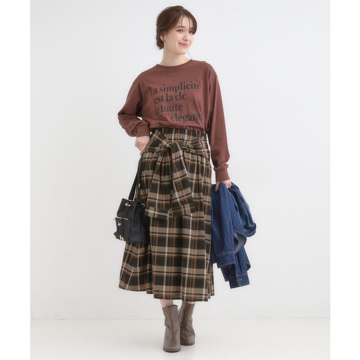 【S-LL/2WAY】取り外しのできる シャツ腰巻パーツつきチェック柄スカート | SHOO・LA・RUE | 詳細画像5