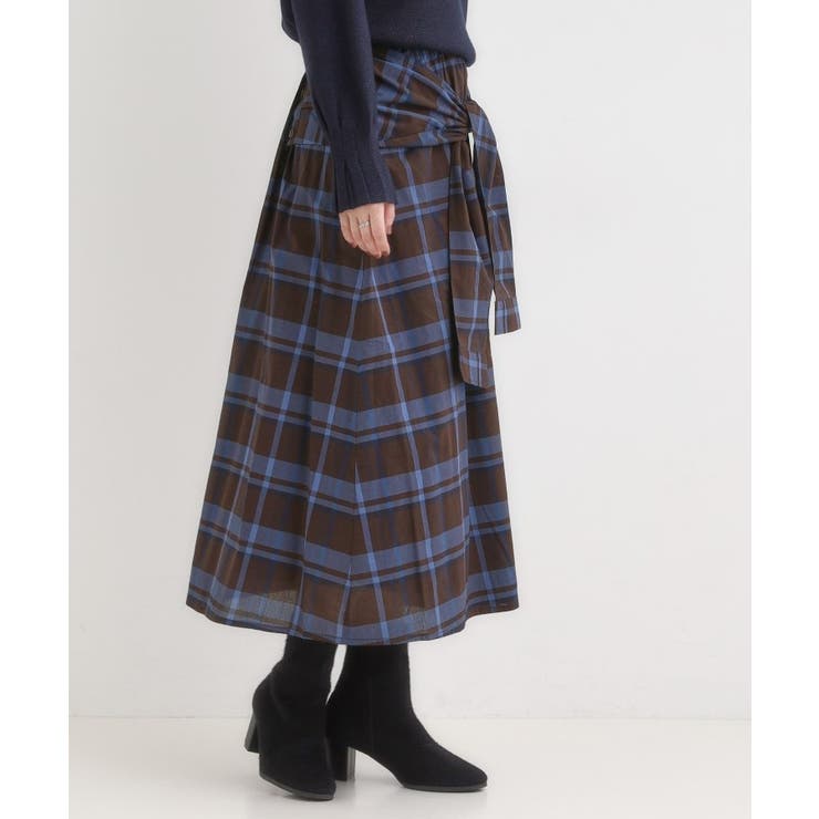 【S-LL/2WAY】取り外しのできる シャツ腰巻パーツつきチェック柄スカート | SHOO・LA・RUE | 詳細画像10