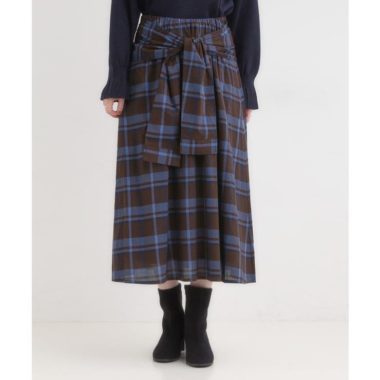 【S-LL/2WAY】取り外しのできる シャツ腰巻パーツつきチェック柄スカート | SHOO・LA・RUE | 詳細画像15