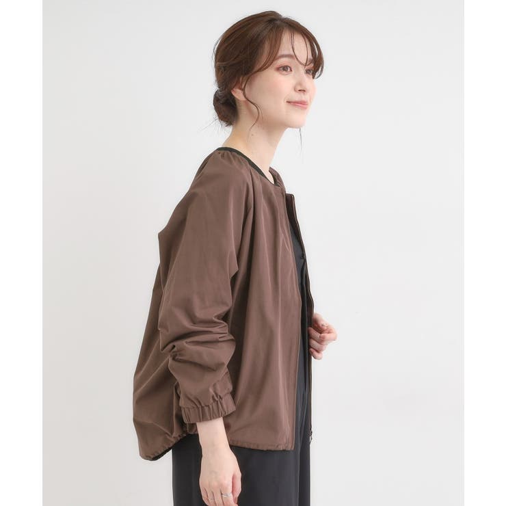 【S-LL】タック使いがこなれ見え ノーカラーブルゾン | SHOO・LA・RUE | 詳細画像6 