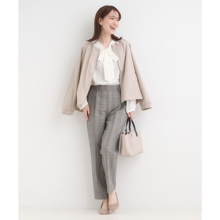 【S-LL】タック使いがこなれ見え ノーカラーブルゾン | SHOO・LA・RUE | 詳細画像11 