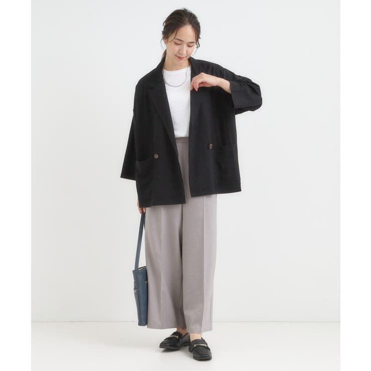 【S-LL/ひんやり】さらっとしたタッチが心地よい ダブルブレストジャケット | SHOO・LA・RUE | 詳細画像3 