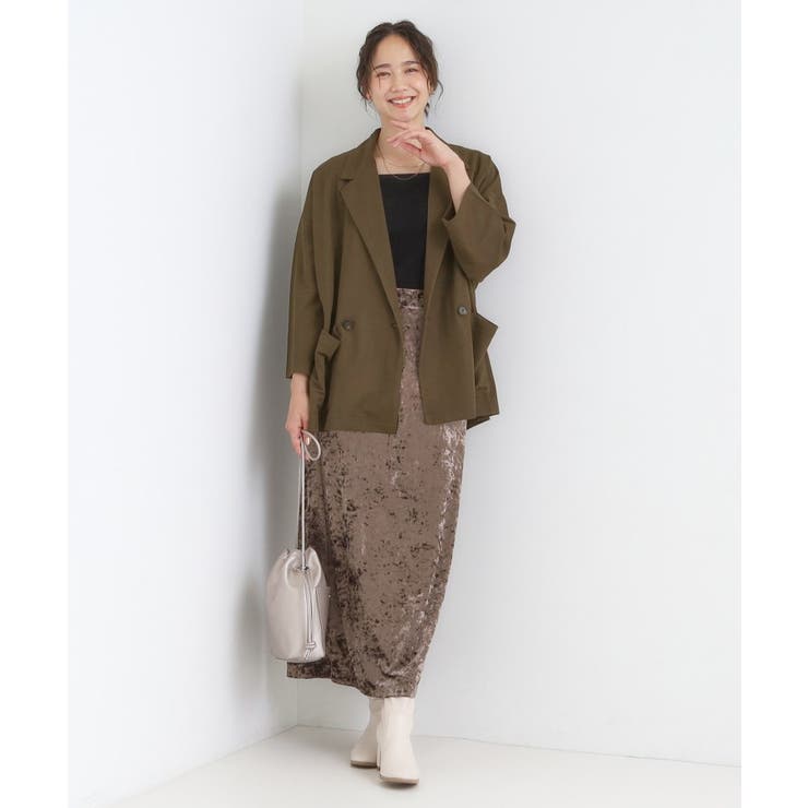 【S-LL/ひんやり】さらっとしたタッチが心地よい ダブルブレストジャケット | SHOO・LA・RUE | 詳細画像7 