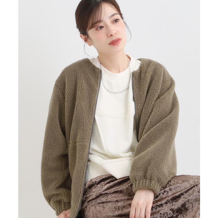 モカブラウン(042) | 【洗濯機可/S-LL】即サマになる ボアノーカラーブルゾン | SHOO・LA・RUE