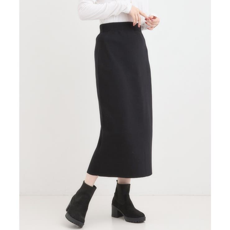 ブラック(019) | 【毛玉レス/洗える】すっきり見えが叶う ナロースカート | SHOO・LA・RUE