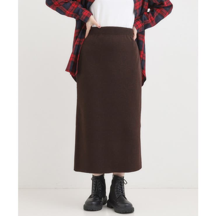 ブラウン(044) | 【毛玉レス/洗える】すっきり見えが叶う ナロースカート | SHOO・LA・RUE