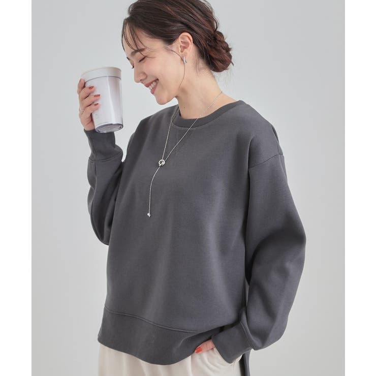 チャコールグレー(013) | 【あったか/S-LL】シンプルだから使いやすい ガゼット付き 裏起毛スウェット | SHOO・LA・RUE