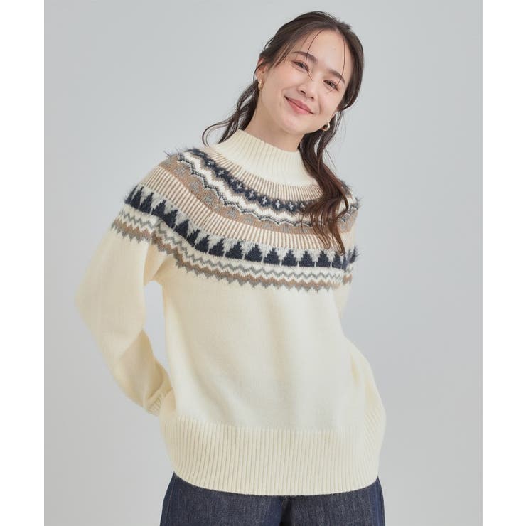 配色が大人かわいい フェアアイル柄求心ニット | SHOO・LA・RUE | 詳細画像1 