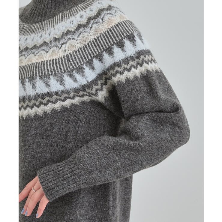 配色が大人かわいい フェアアイル柄求心ニット | SHOO・LA・RUE | 詳細画像17 