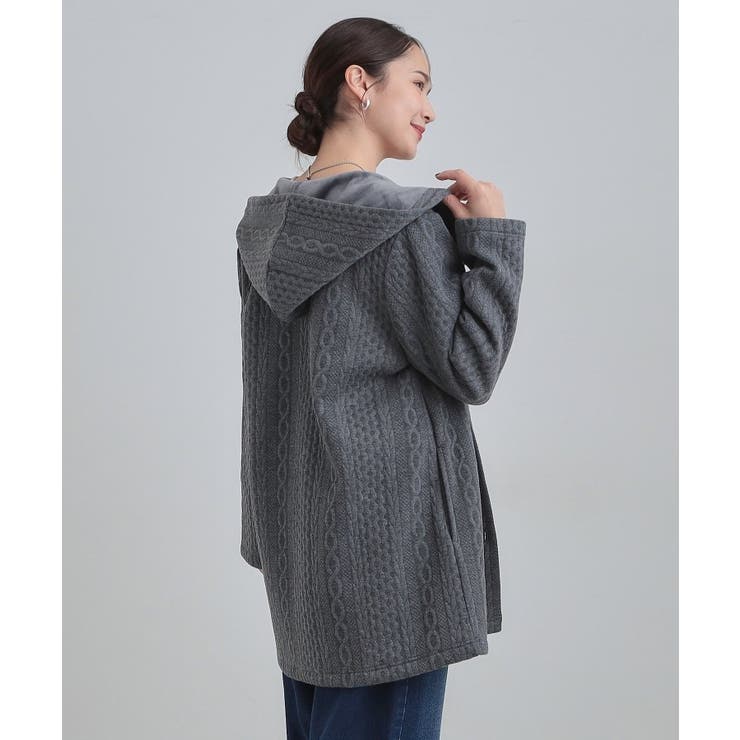 【裏面ベロアであったか】体型をカバーしながらスマートに魅せる ケーブルジャガード… | SHOO・LA・RUE | 詳細画像2 