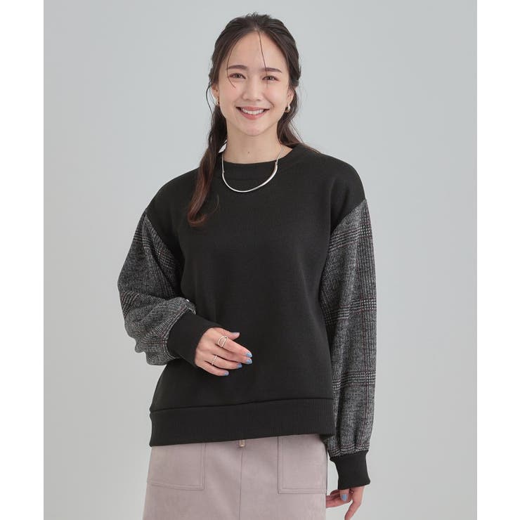 【あったか】裏起毛袖チェックトップス | SHOO・LA・RUE | 詳細画像1 