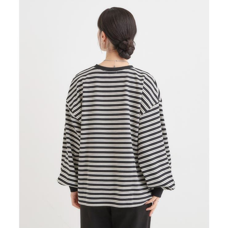 【S-LL/洗濯機可】マルチボーダー ミニ裏毛トップス | SHOO・LA・RUE | 詳細画像2 