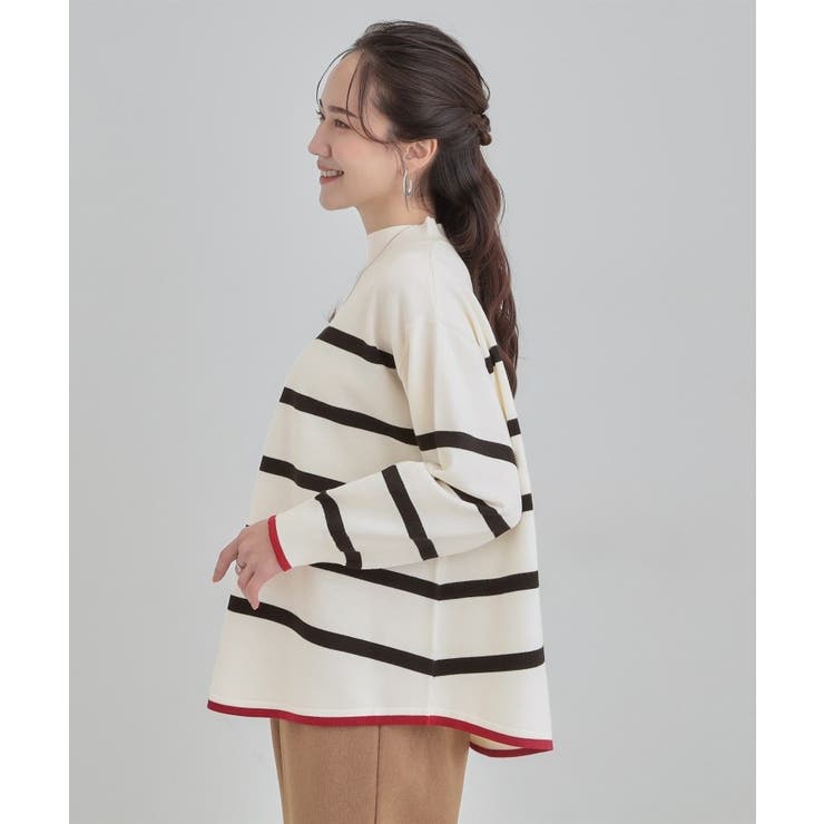 【洗濯機可／毛玉レス】ポンチョ風ボーダーニット | SHOO・LA・RUE | 詳細画像2 