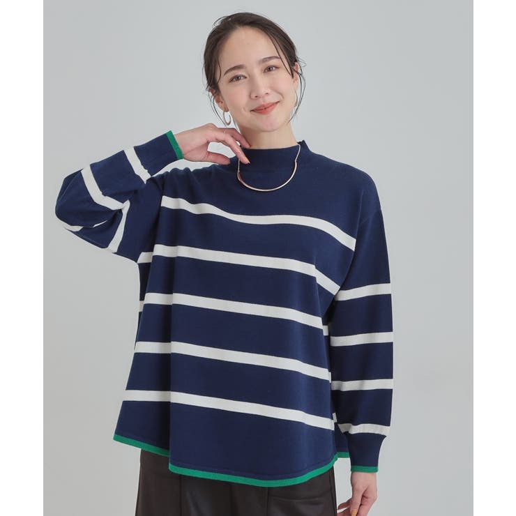 【洗濯機可／毛玉レス】ポンチョ風ボーダーニット | SHOO・LA・RUE | 詳細画像9 