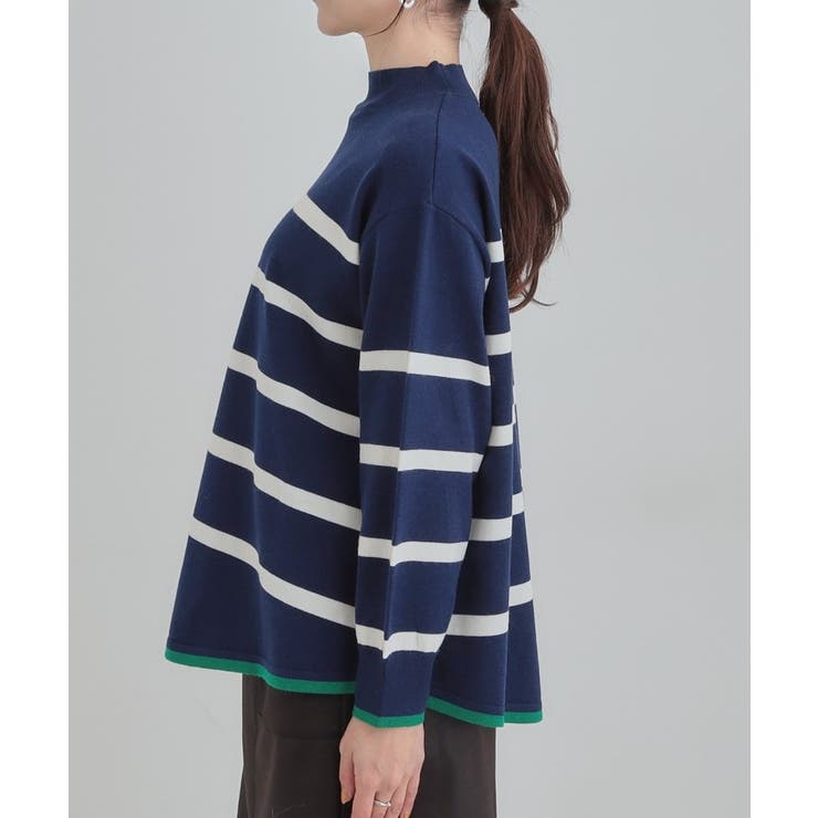 【洗濯機可／毛玉レス】ポンチョ風ボーダーニット | SHOO・LA・RUE | 詳細画像14 