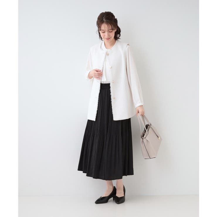 【セレモニーにも】ひらりと揺れる上品シルエット サテンプリーツスカート | SHOO・LA・RUE | 詳細画像3 