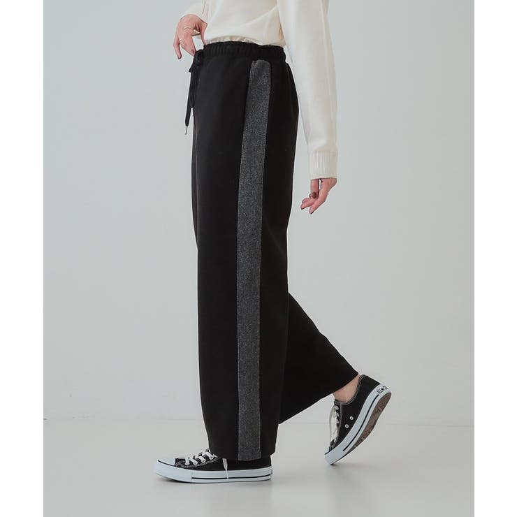 【S-LL】脚のラインをきれいに見せる サイドライン起毛イージーパンツ | SHOO・LA・RUE | 詳細画像2 