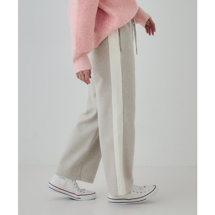 【S-LL】脚のラインをきれいに見せる サイドライン起毛イージーパンツ | SHOO・LA・RUE | 詳細画像6 