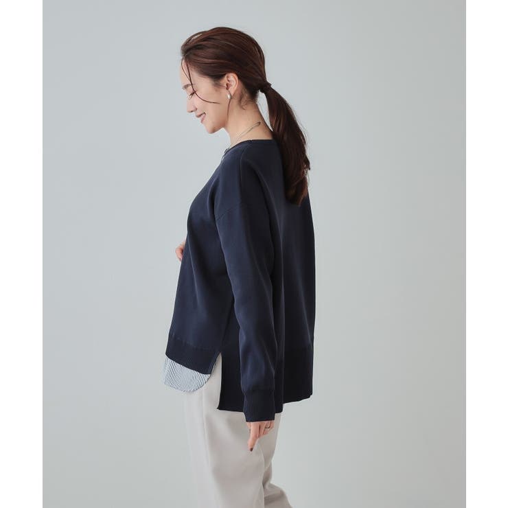 【洗える】一枚で簡単こなれ見え スポンディッシュ 裾レイヤード風ニット | SHOO・LA・RUE | 詳細画像18 