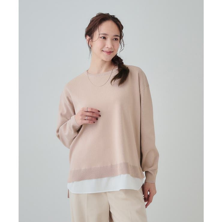 【洗える】一枚で簡単こなれ見え スポンディッシュ 裾レイヤード風ニット | SHOO・LA・RUE | 詳細画像17 