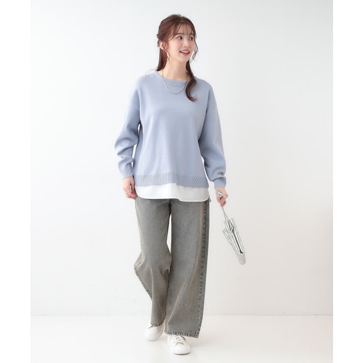 【洗える】一枚で簡単こなれ見え スポンディッシュ 裾レイヤード風ニット | SHOO・LA・RUE | 詳細画像24 
