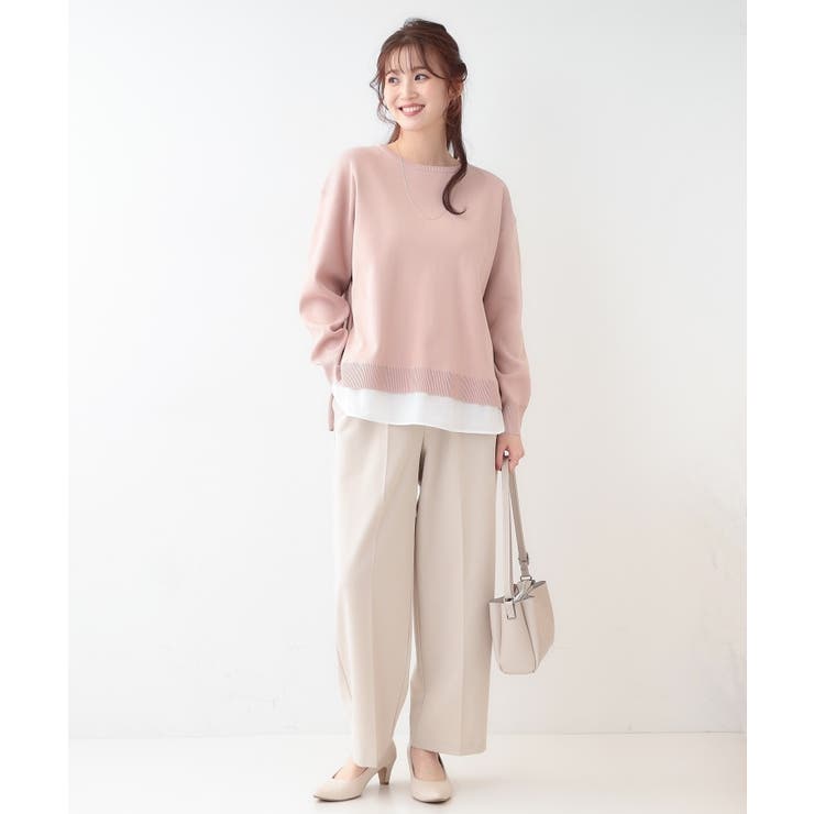 【洗える】一枚で簡単こなれ見え スポンディッシュ 裾レイヤード風ニット | SHOO・LA・RUE | 詳細画像32 
