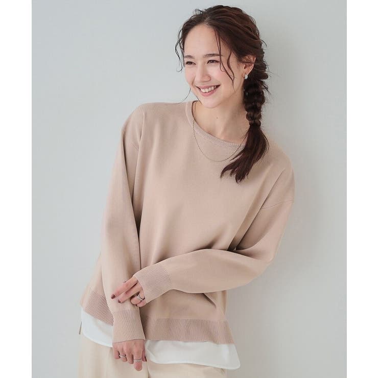 【洗える】一枚で簡単こなれ見え スポンディッシュ 裾レイヤード風ニット | SHOO・LA・RUE | 詳細画像3 
