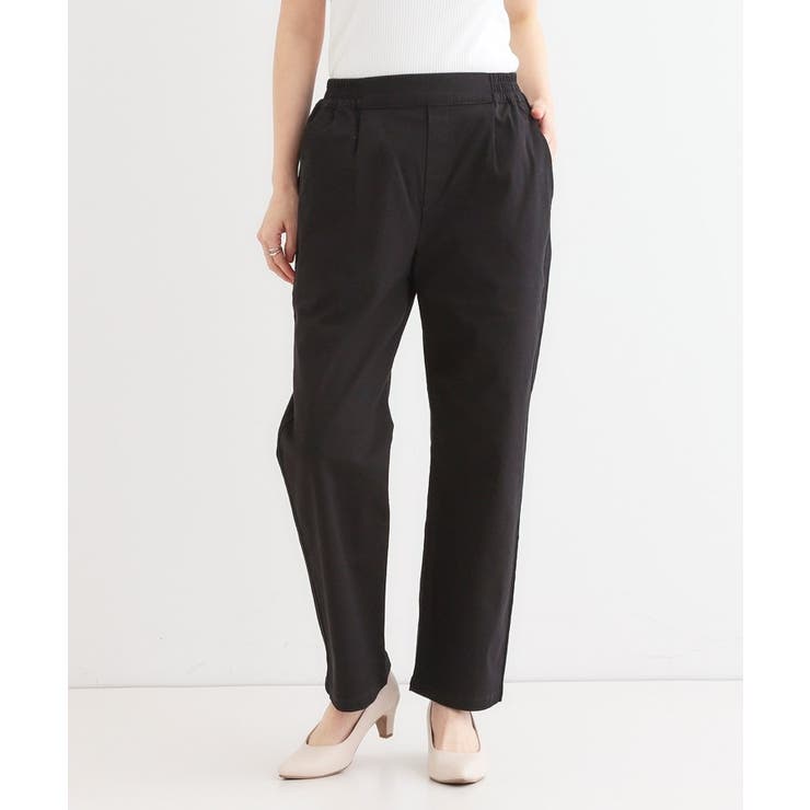 【洗える/S-3L】ストレッチで楽な穿き心地 綿イージーストレートパンツ | SHOO・LA・RUE | 詳細画像1 