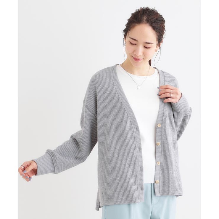 【S-LL】柔らかさが癖になる 凹凸Vネックカーディガン | SHOO・LA・RUE | 詳細画像5 