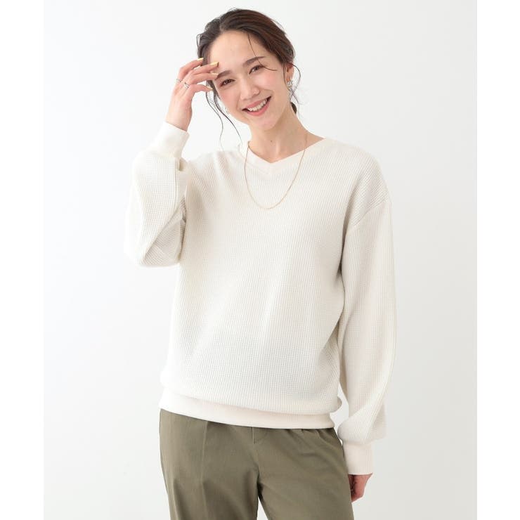 【洗える/S-LL/前後2WAY】きらっと光るラメが目を惹く ワッフルトップス | SHOO・LA・RUE | 詳細画像3 