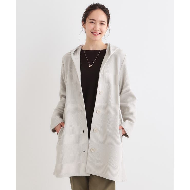 【S-LL】体型をカバーしながらスマートに魅せる ラインジャカードコーディガン | SHOO・LA・RUE | 詳細画像9 