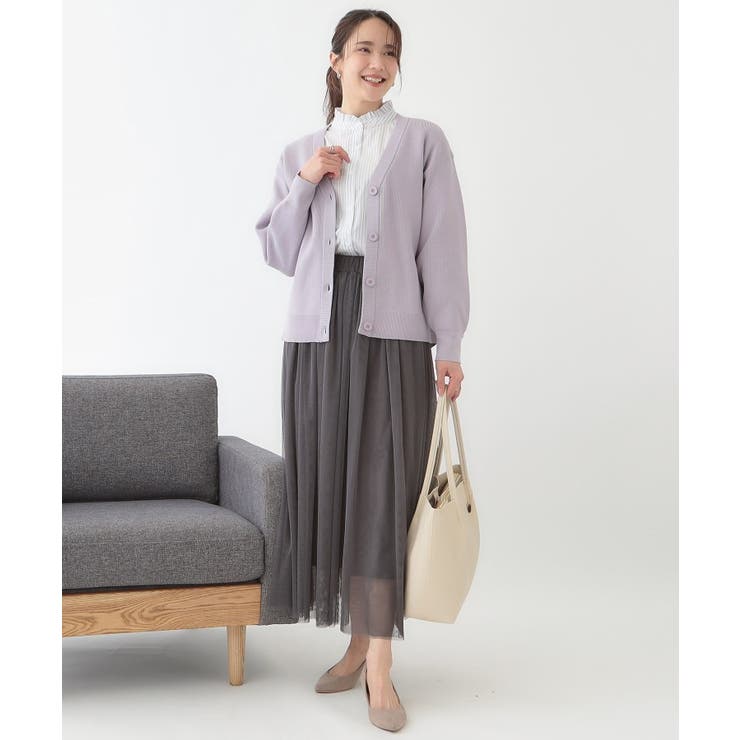 【洗える/S-LL】ドライタッチが心地よい 畦編みVネックカーディガン | SHOO・LA・RUE | 詳細画像3 