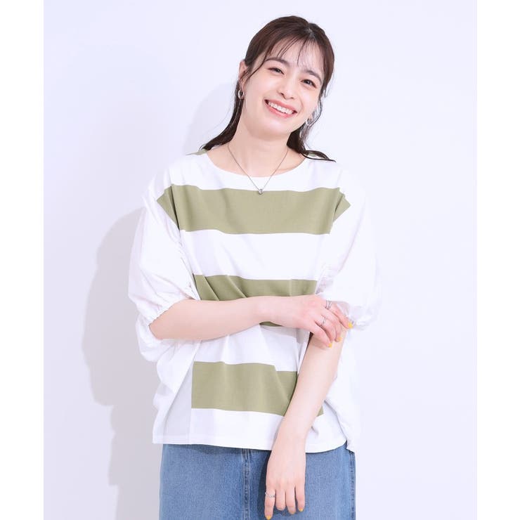 ふわりシルエットが新しい ワイドピッチボーダートップス | SHOO・LA・RUE | 詳細画像5 